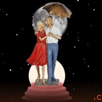 Standing Couple with Chhatari Polyresin Showpiece for Home Decor DNA eStore