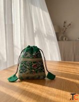Floral Weave Royale Potli - Luxury Handcrafted Designer Potli Bag for Weddings Festive Occasions
