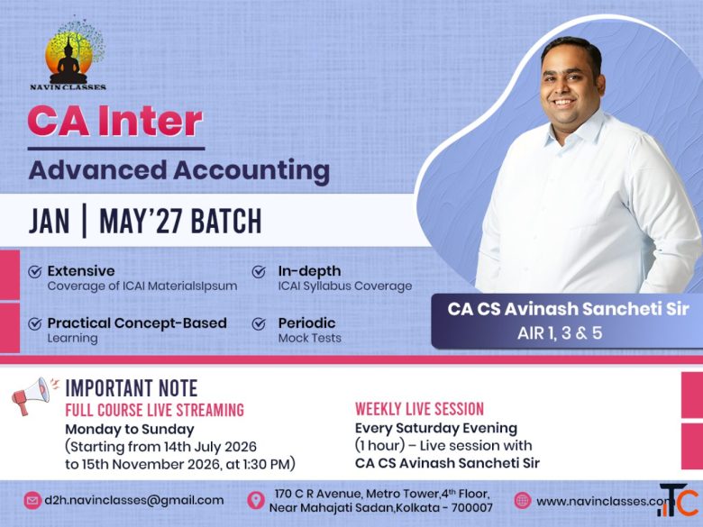 CA Inter Advanced Accounting - Jan May '27 Batch Announcement