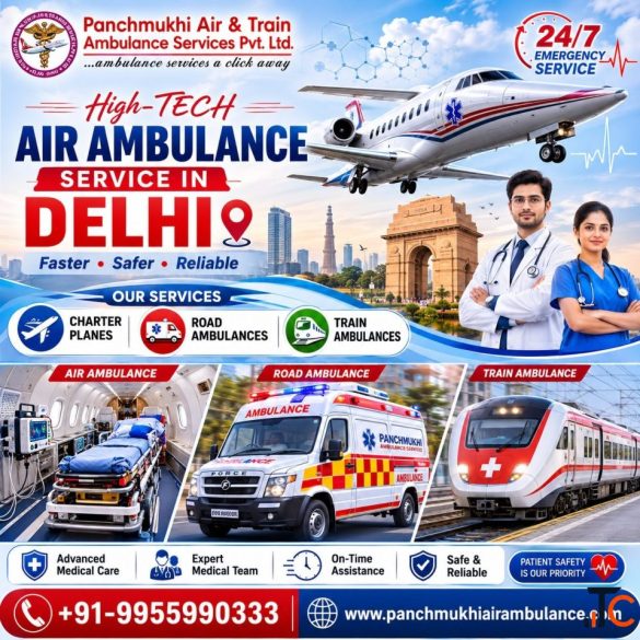 Panchmukhi ICU Air Ambulance in Delhi - Bed-To-Bed Transfer with Continuous Care