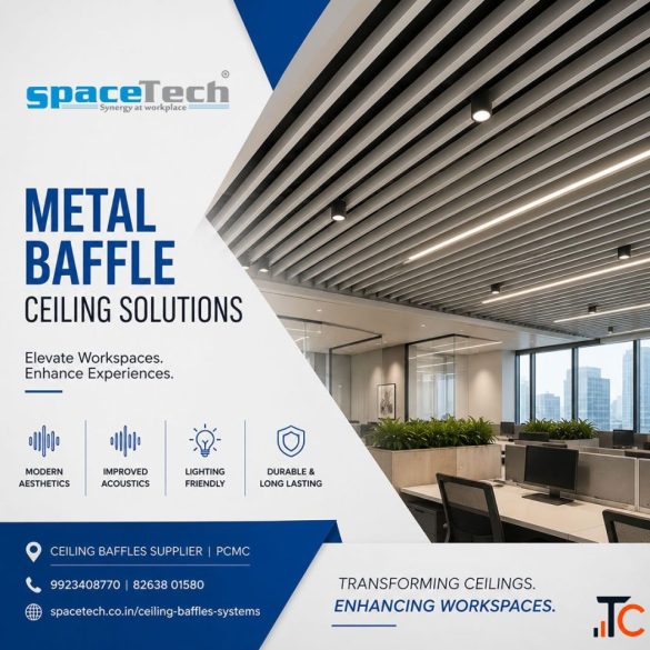 Metal Baffle Ceiling Pune - SpaceTech Interior Systems