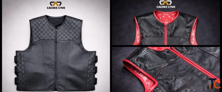 Leather Vest for Men by Cachee Cave with Premium Genuine Leather with Rugged Style