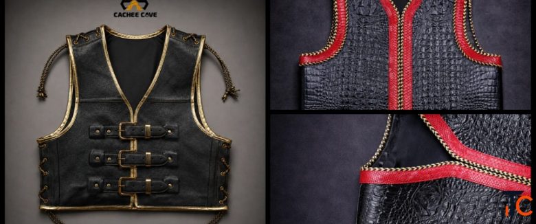 Leather Vest for Men by Cachee Cave with Premium Genuine Leather with Rugged Style
