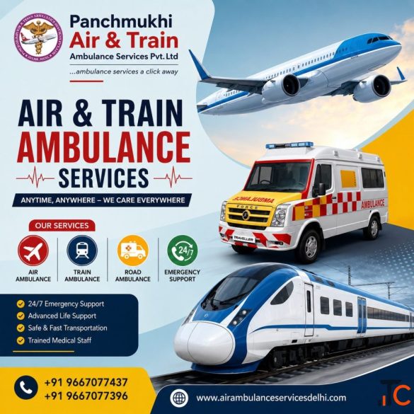 Panchmukhi Train Ambulance in Jamshedpur Bed to Bed Transfer with continuous care