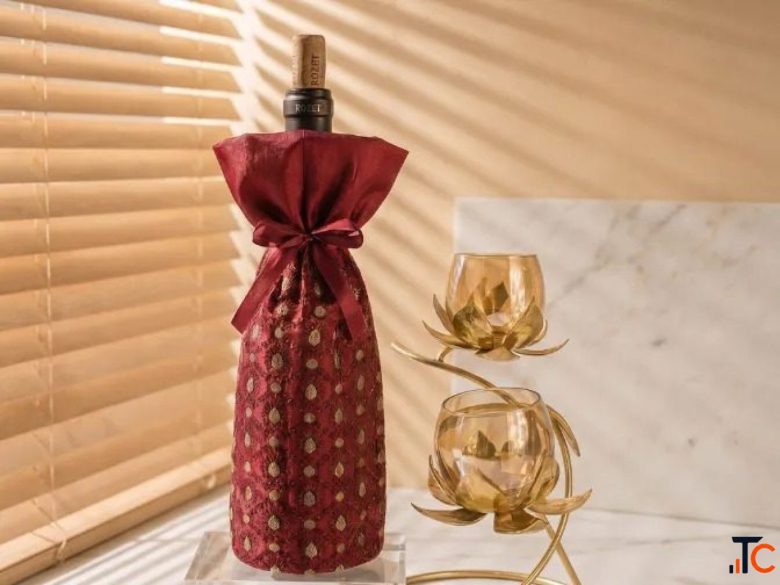 Maroon Zari Wine Wrap Potli - Luxury Handcrafted Potli Bag for Weddings Festive Occasions
