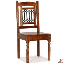 SCI Sheesham Wood Iron Jali Chair