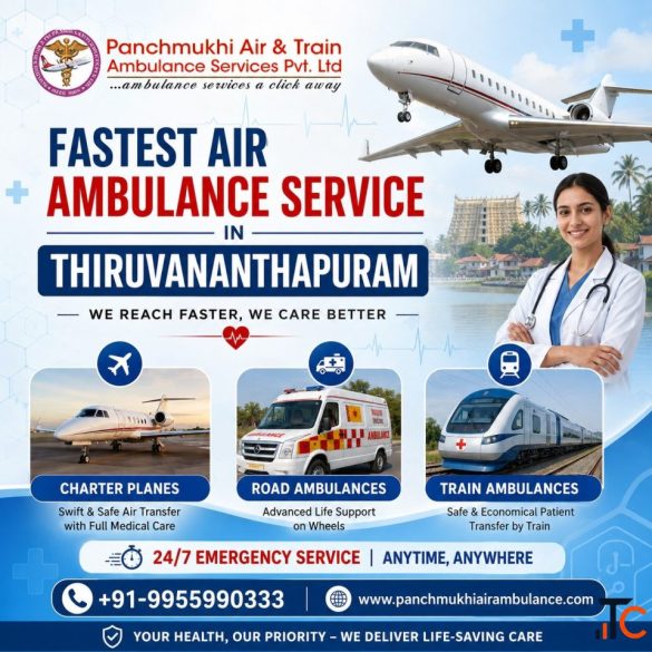 Hire Panchmukhi Air Ambulance in Thiruvananthapuram for Critical Care Life Support Facilities