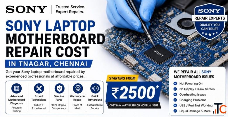 Sony laptop motherboard repair cost in Tnagar Chennai