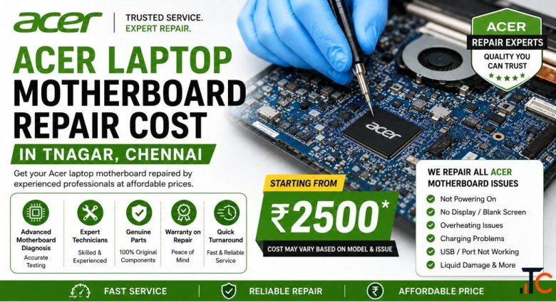 Acer laptop motherboard repair cost in Tnagar Chennai
