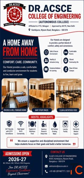 Hostel - best engineering colleges in south bangalore ACSCE