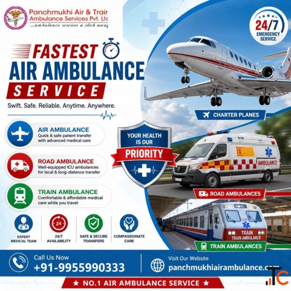 Panchmukhi Air Ambulance in Kolkata provides medical transportation services nationwide