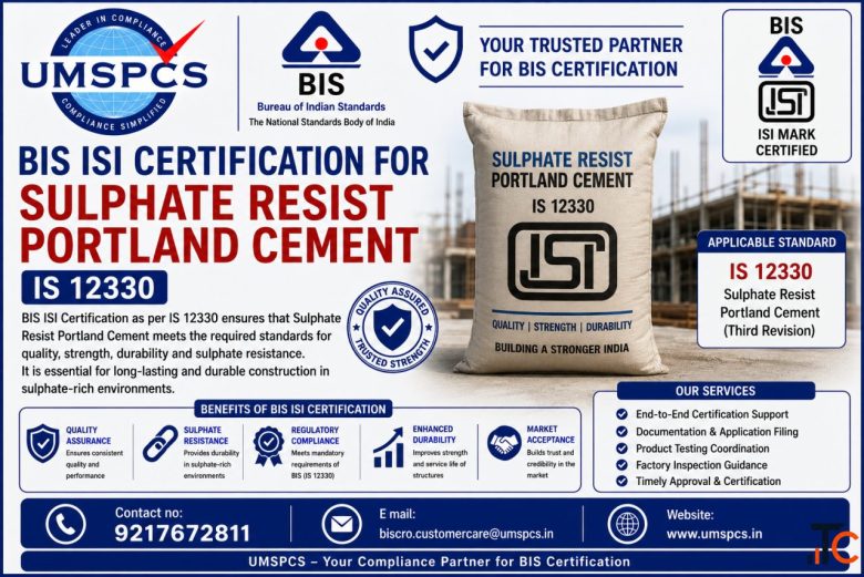 BIS ISI Certification for Sulphate Resist Portland Cement IS 12330