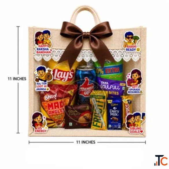 Jute Bag Rakhi Gift Hamper - Cream Colour
