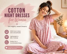Double Stitched Cotton Night Dresses for Women Durable Nighty