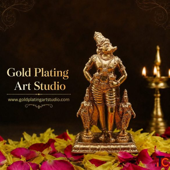 Gold-Plated Bhu Varaha Bronze Idol