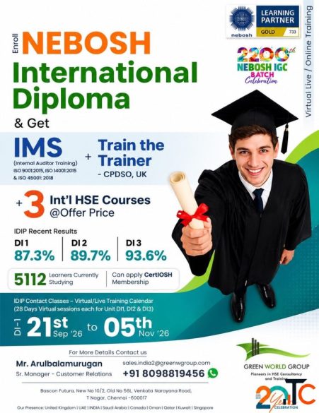 Advance Your HSE Career with NEBOSH IDIP in Chennai