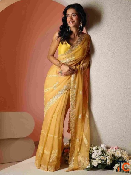 Buy Yellow Sarees for Haldi online at Libas