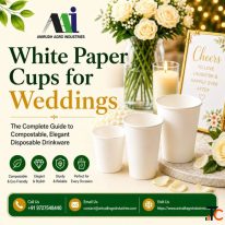 Compostable and Stylish Disposable White Paper Cups for Weddings