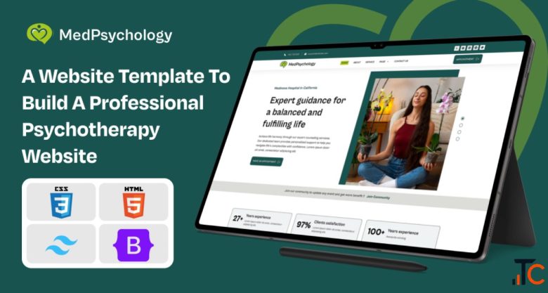 MedPsychology Therapist Website Design Template Built with HTML5 Tailwind CSS